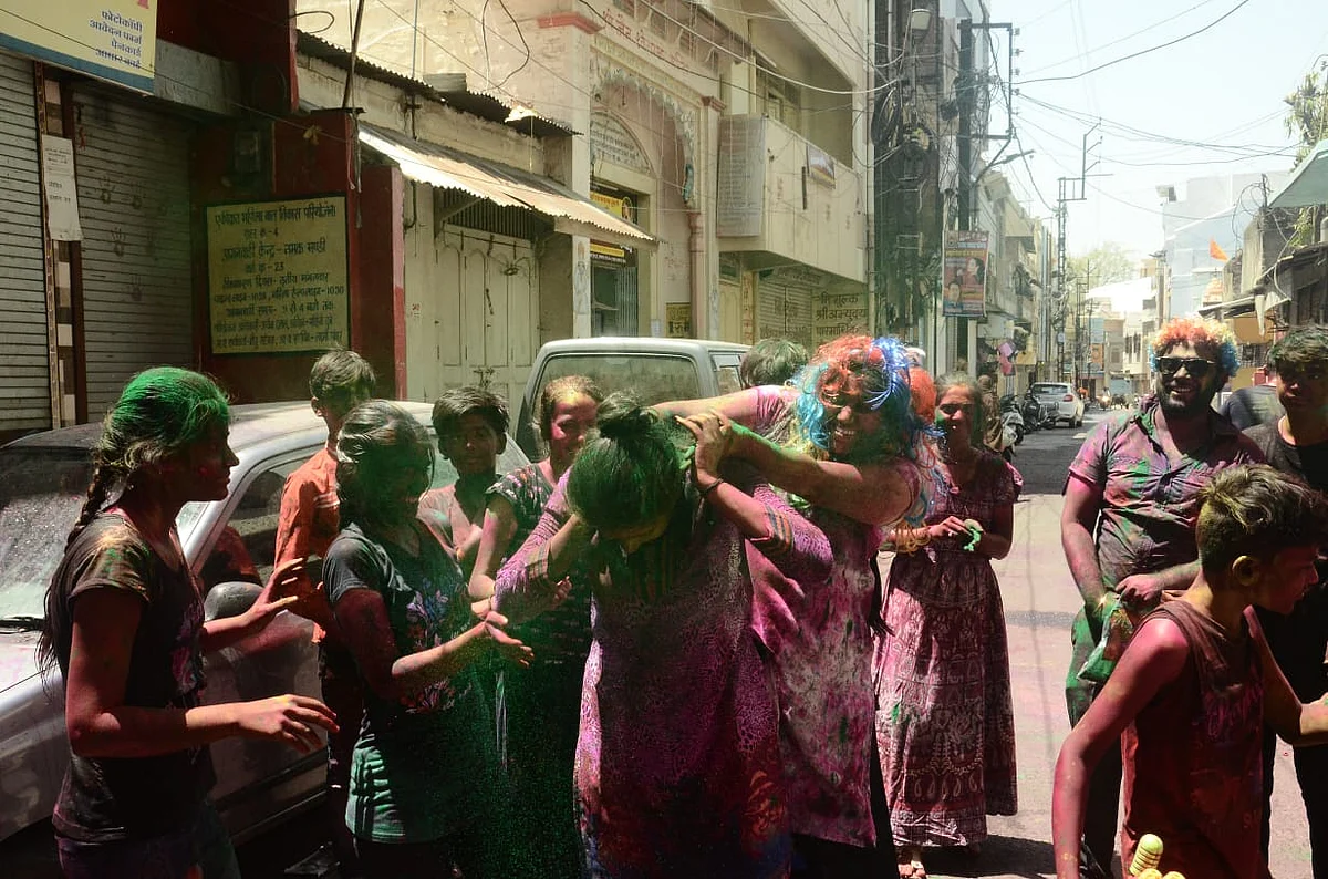 Families celebrated Rangpanchami at certain places in Ujjain on Friday
