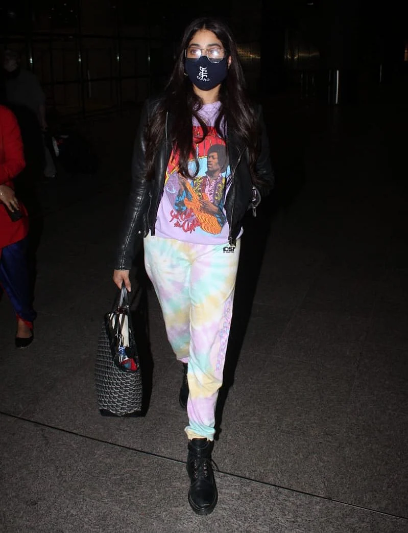 In Pics: Janhvi Kapoor flaunts her 'f**k COVID' mask as she arrives in Mumbai