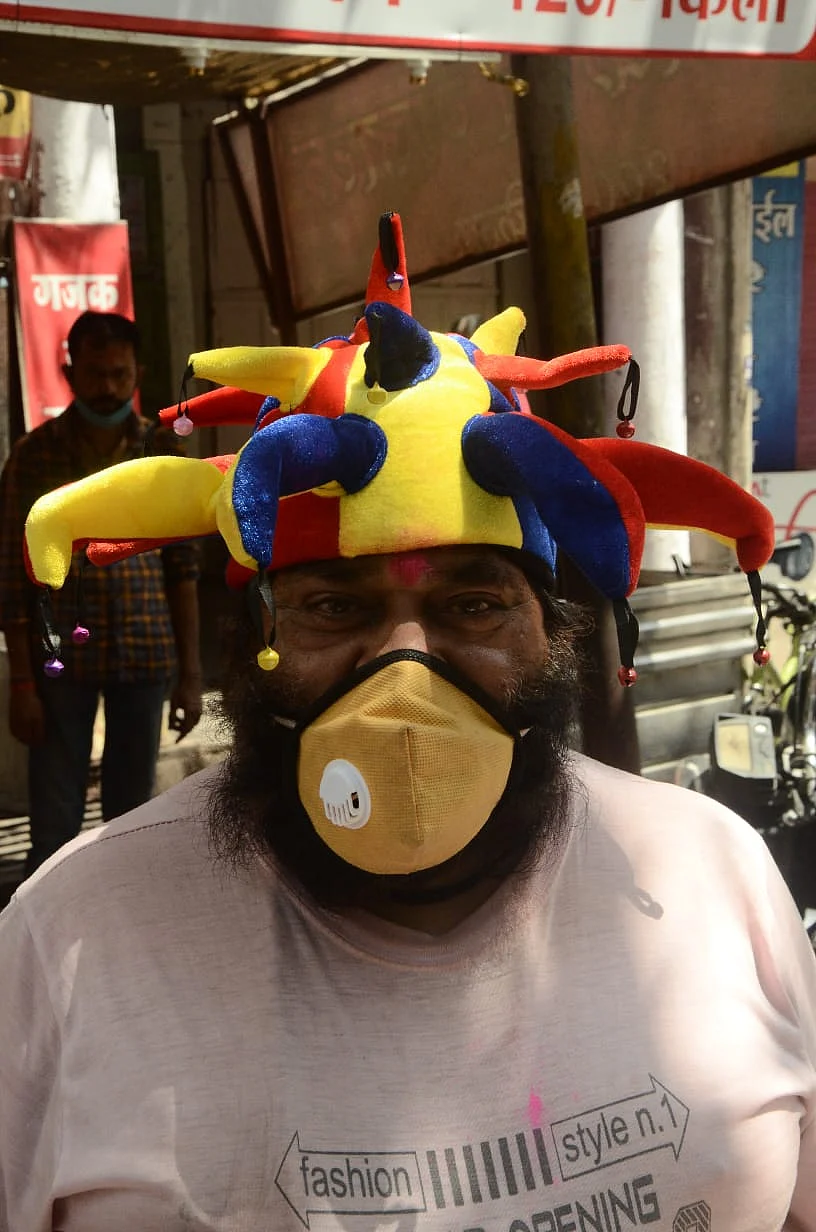 A reveller in Ujjain in Rangpanchami on Friday