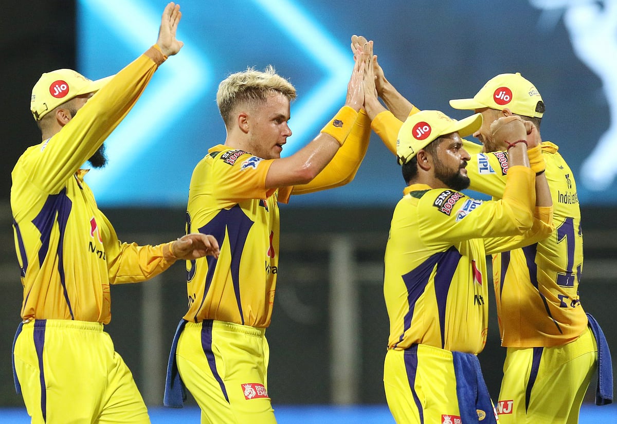 Maharashtra, Apr 19 (ANI): Sam Curran of Chennai Super Kings celebrates the wicket of Sanju Samson captain of Rajasthan Royals during the match between the Chennai Super Kings and the Rajasthan Royals at the Wankhede Stadium in Mumbai on Monday. 