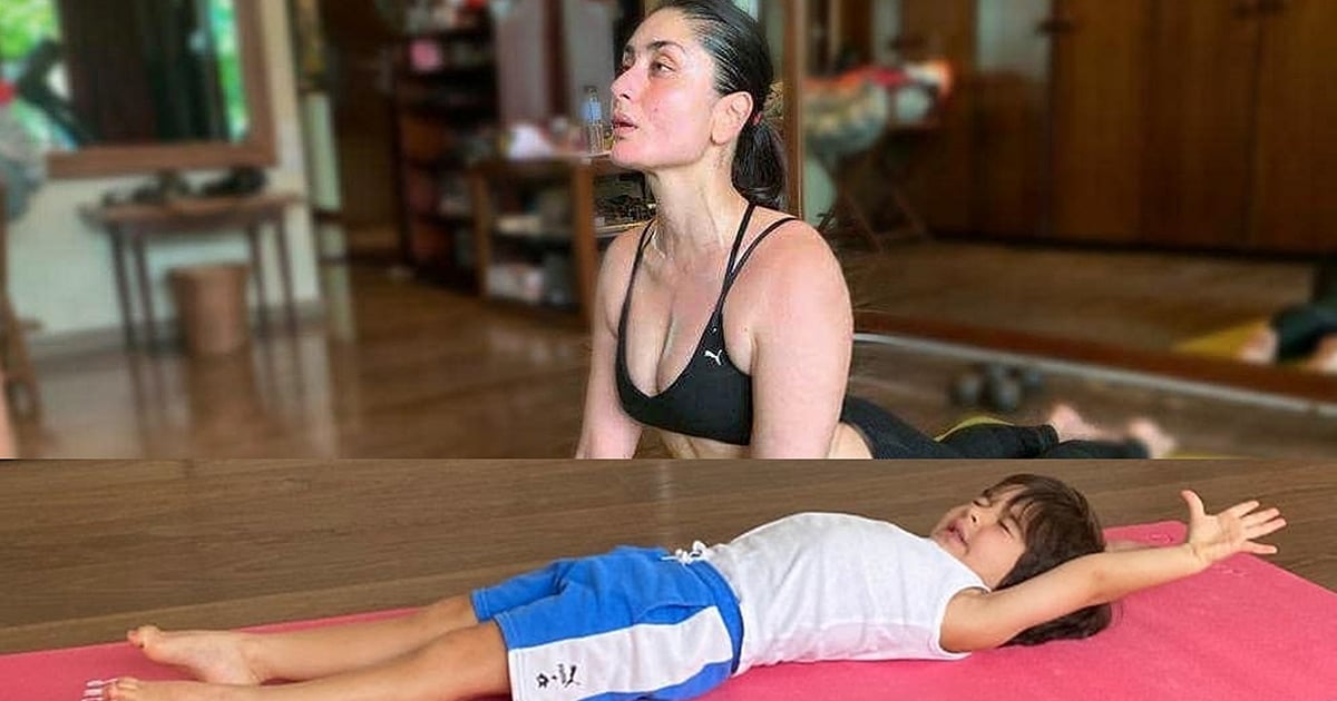 Kareena wants you to guess if Taimur is stretching after a nap or doing yoga - Vimarsana News