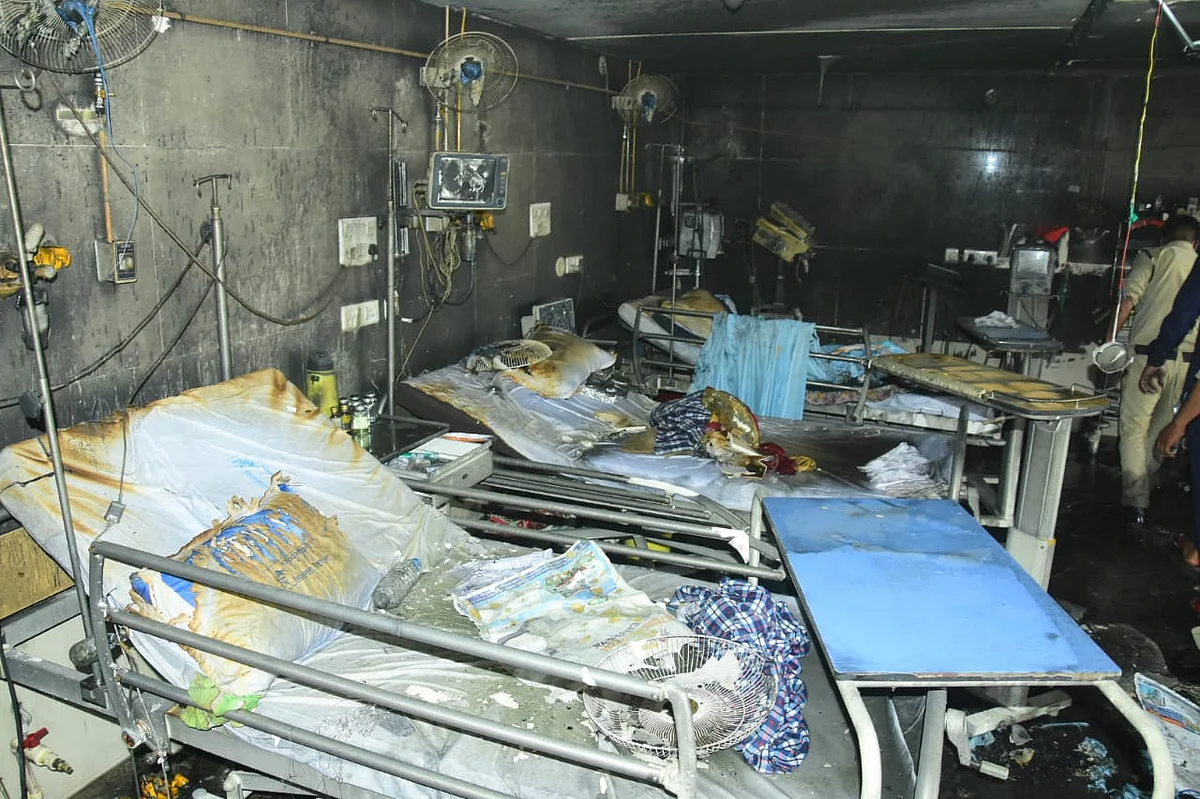 Burned ward of hospital