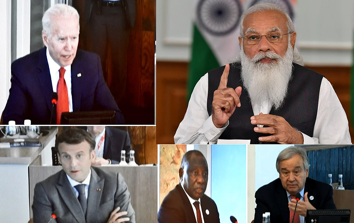 Prime Minister Narendra Modi participates in the first Outreach Session of the G7 Summit in New Delhi on Saturday.