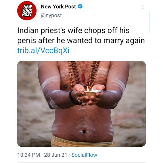 #HinduphobicNYPost trends on Twitter after report shows Hindu sanyasi's picture instead of Muslim cleric