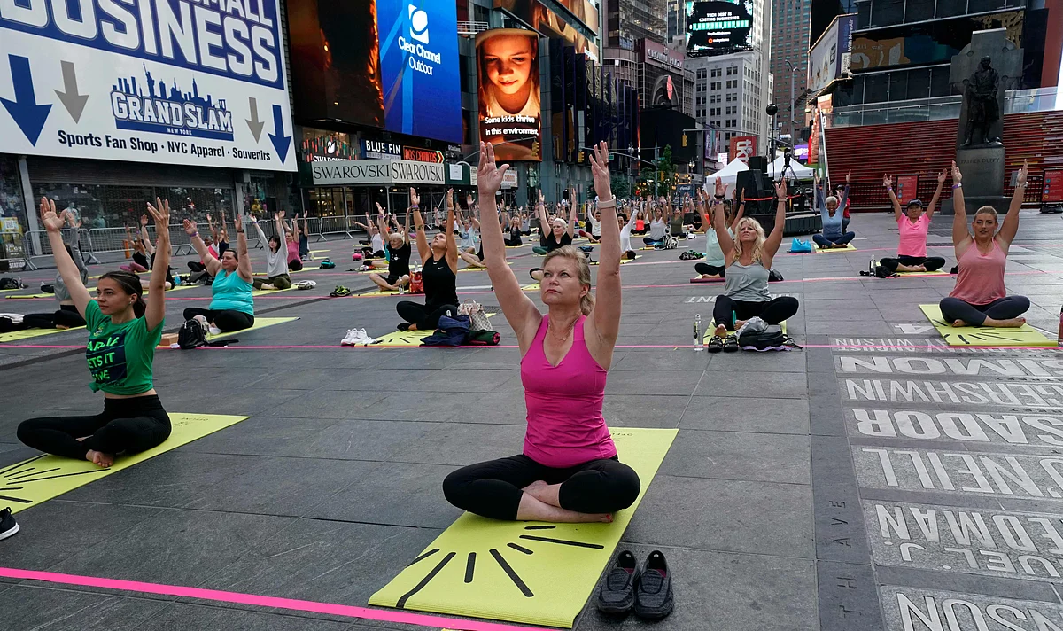 International Yoga Day 2021: Over 3,000 people perform Yoga at iconic Times Square; see pics