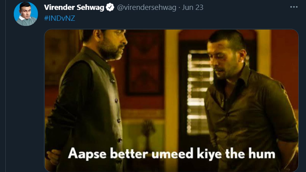 'Sehwag's got no chill': Cricketer's Mirzapur meme after India's loss in WTC final goes viral; netizens find it hilarious