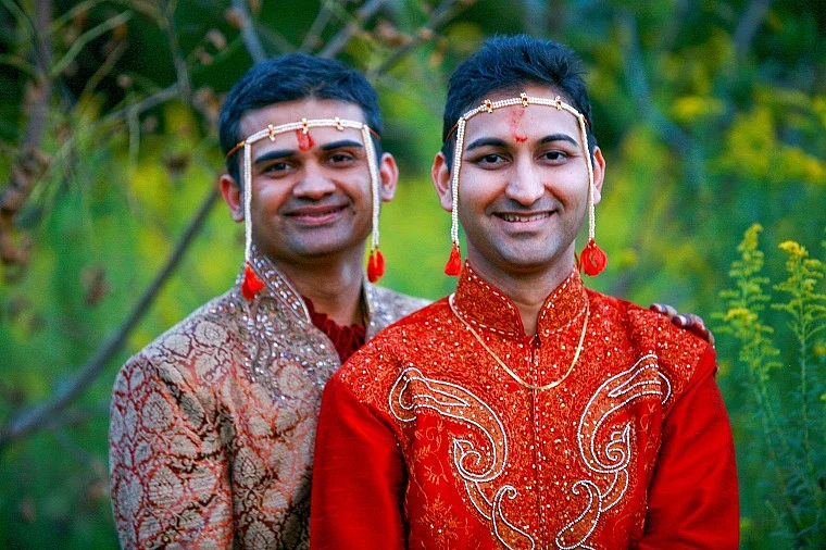 Sameer Samudra (left) got married to his partner Amit Gokhale in the USA
