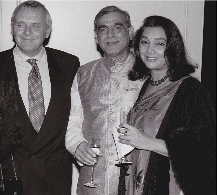 Asha Puthli with Anthony Hopkins and Ismail Merchant