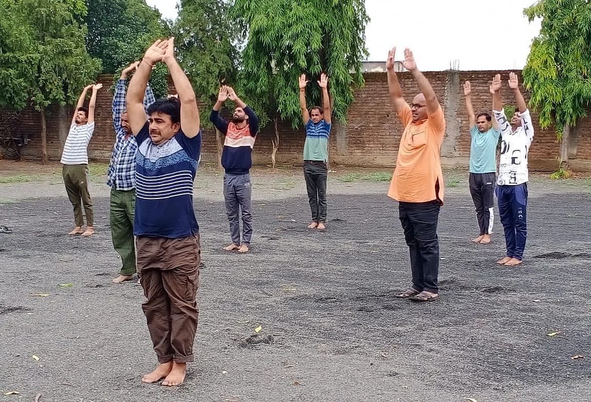By pre-registration in the Yoga Day programme organised by Vidya Bharati on International Yoga Day