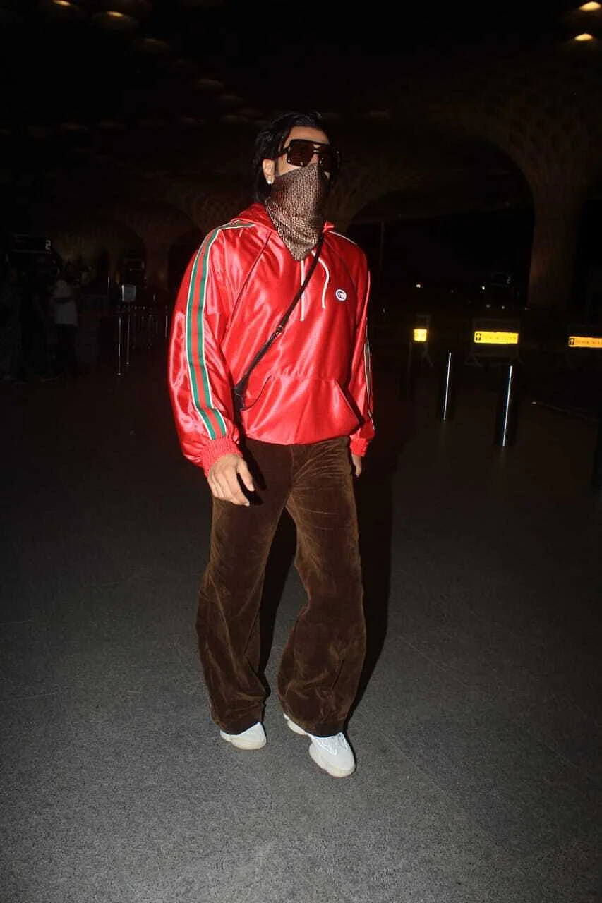 In Pics: Ranveer Singh spotted wearing a shiny sweatshirt worth Rs 1.15 lakh at Mumbai airport