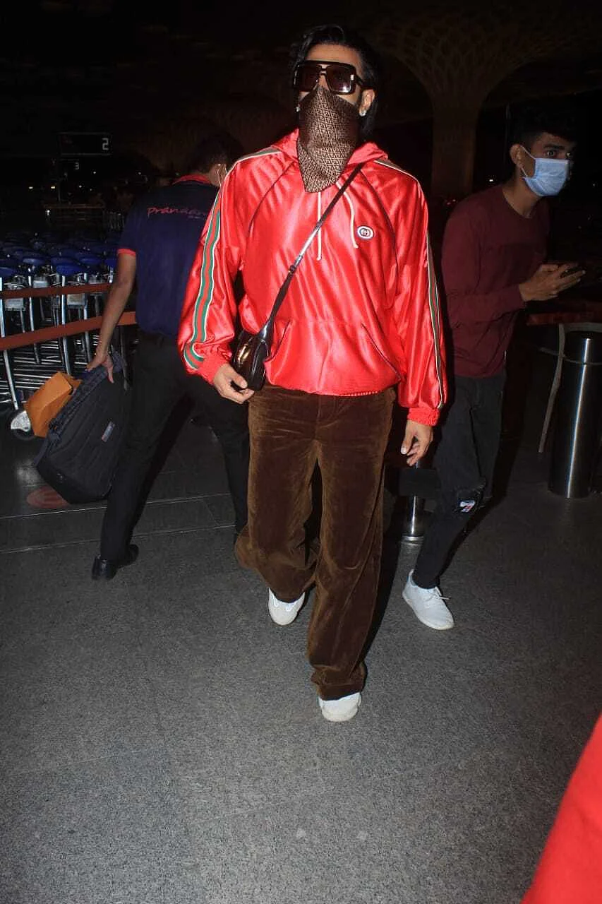 In Pics: Ranveer Singh spotted wearing a shiny sweatshirt worth Rs 1.15 lakh at Mumbai airport