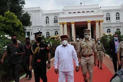 Governor Thawarchand Gehlot arrives for oath taking function