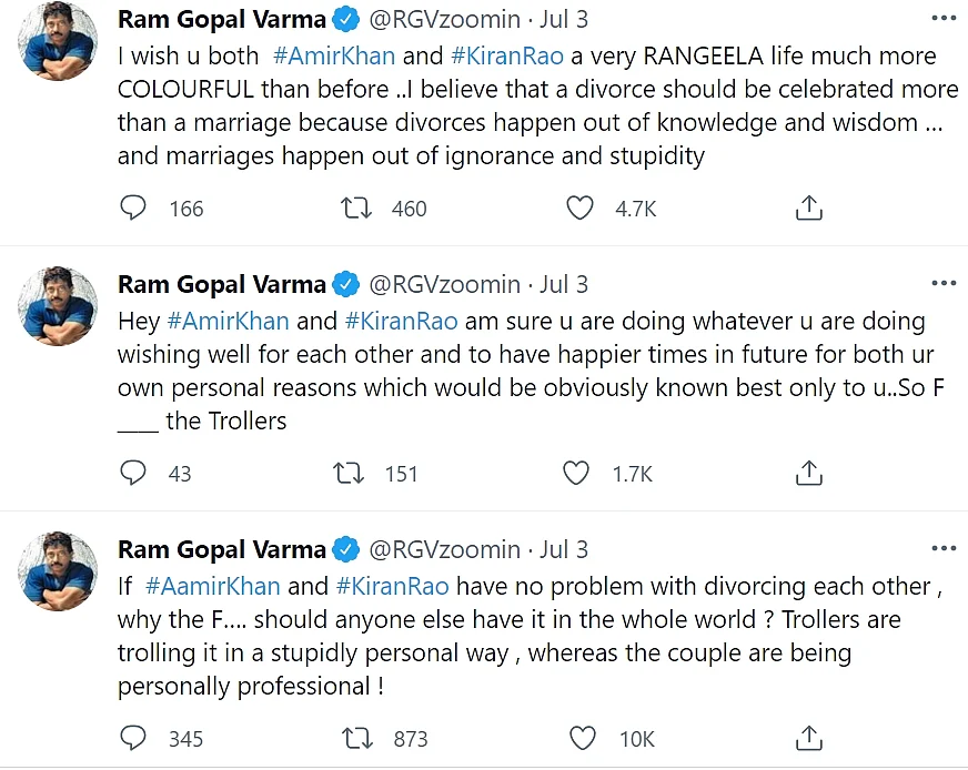 ‘Why the F should anyone else have a problem': Ram Gopal Varma blasts those trolling Aamir Khan for divorce