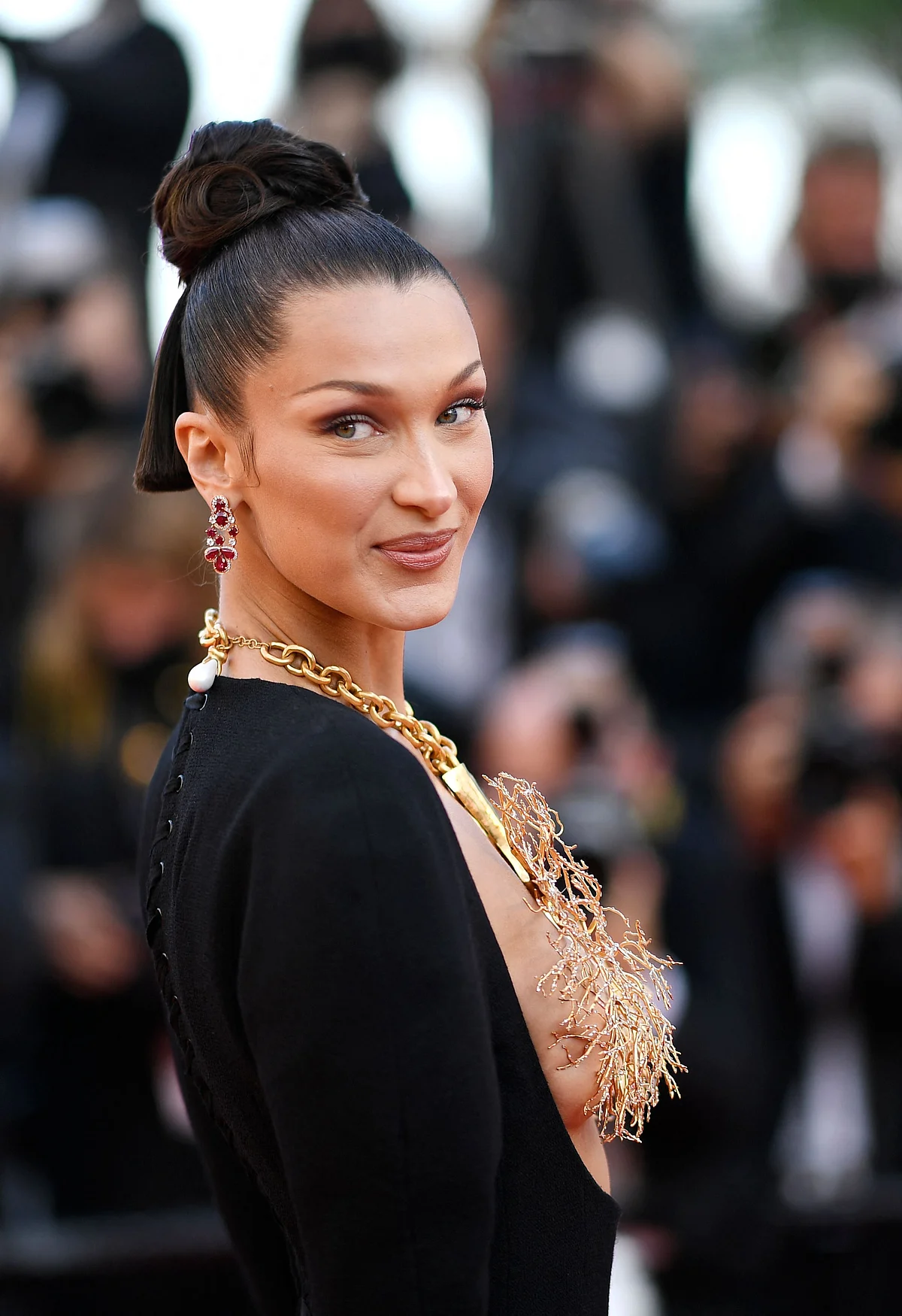 Cannes 2021: Bella Hadid wears a gold lung necklace to cover her breasts in this risqué outfit – see pics