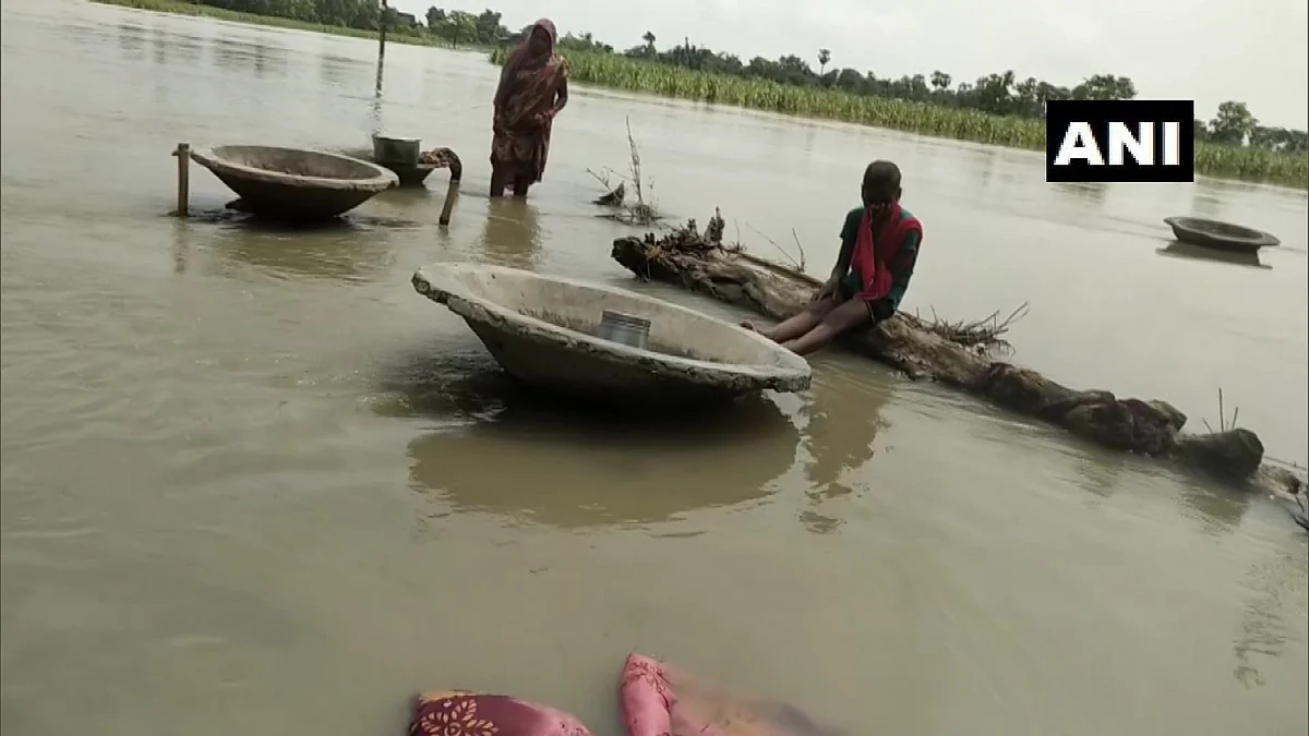 Several villages have been affected due to flood following rise in water levels of two rivers in Bagaha area of East Champaran, Bihar.