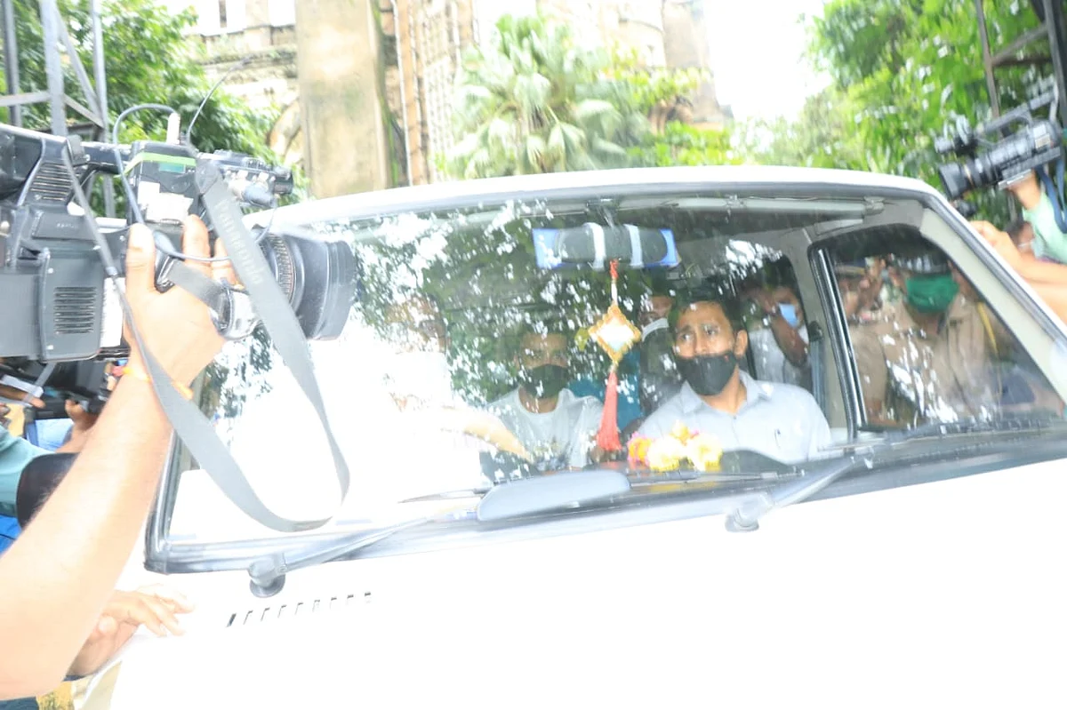 Raj Kundra at Property Cell, Byculla Police Quaters, Mumbai.