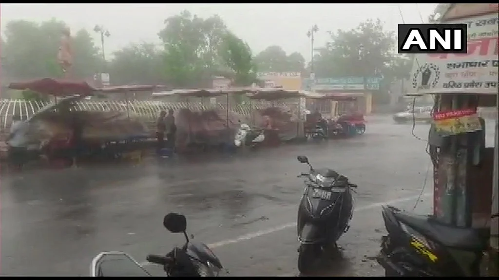 Spell of rain brings down temperature in Haryana's Rohtak on Friday, July 2, 2021.