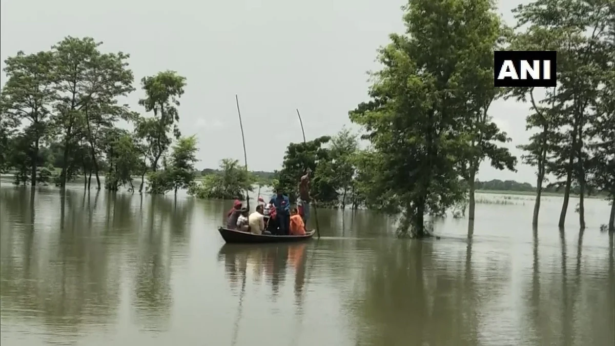 Several villages have been affected due to flood following rise in water levels of two rivers in Bagaha area of East Champaran, Bihar.