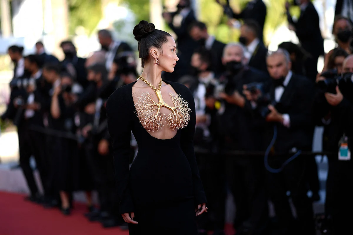 Cannes 2021: Bella Hadid wears a gold lung necklace to cover her breasts in this risqué outfit – see pics