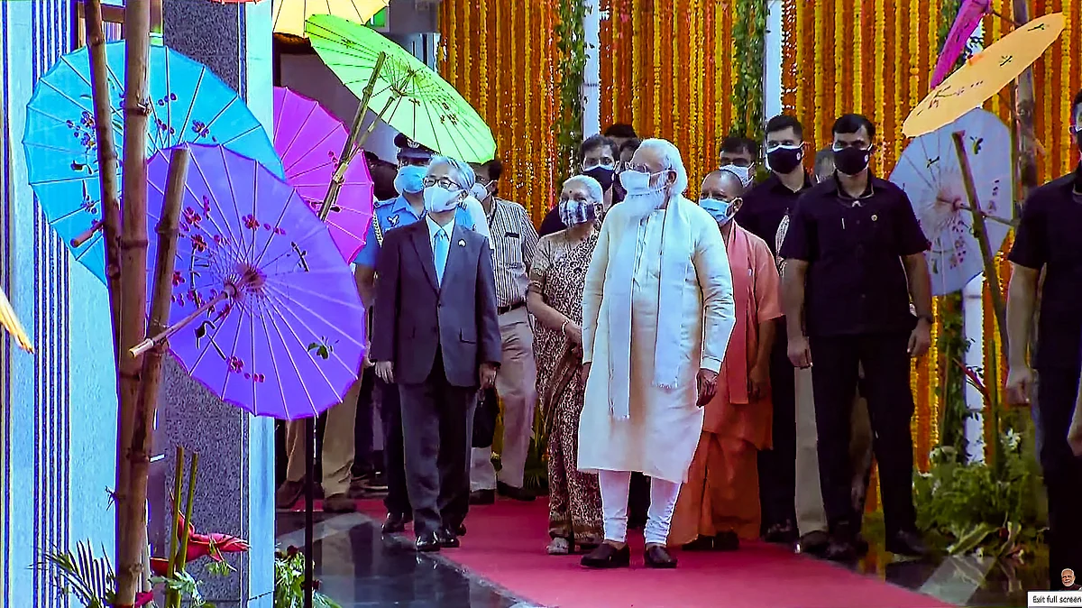 Varanasi: Prime Minister Narendra Modi inaugurates Rudraksh, an International Cooperation and Convention Centre, in Varanasi.
