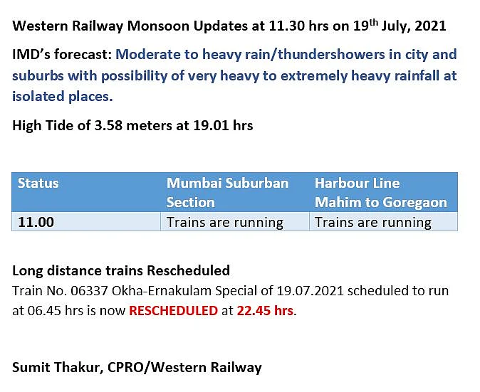 Mumbai Rains: From diverted bus routes, closed roads to local train status - Check city's traffic update here
