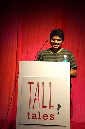 Participant Avinash Verma narrates his story ‘ at the Tall Tales event held on October 25 at Studio X, Fort. Picture by Neha Mendiratta Khullar.