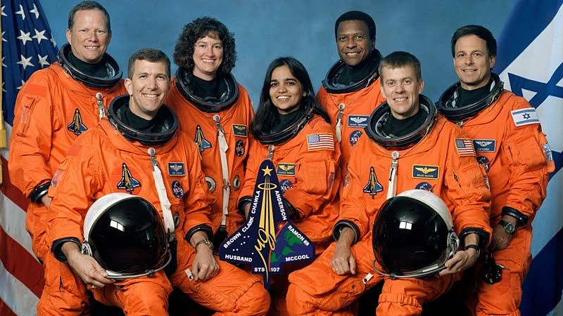 Kalpana Chawla with Space Shuttle Columbia crew