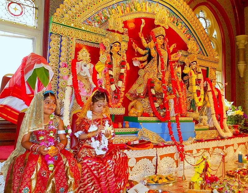 Kumari Puja, during Durga Ashtami, is worshipping of young girls as the Divine Mother