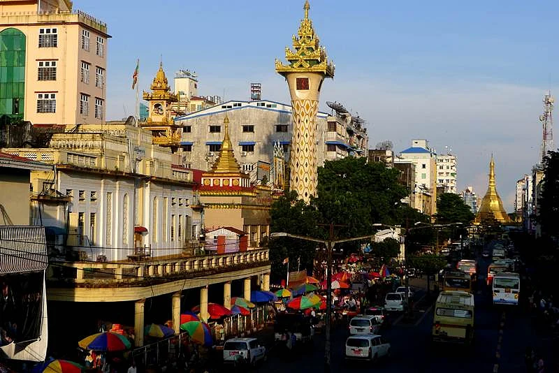 A main street in Yangon