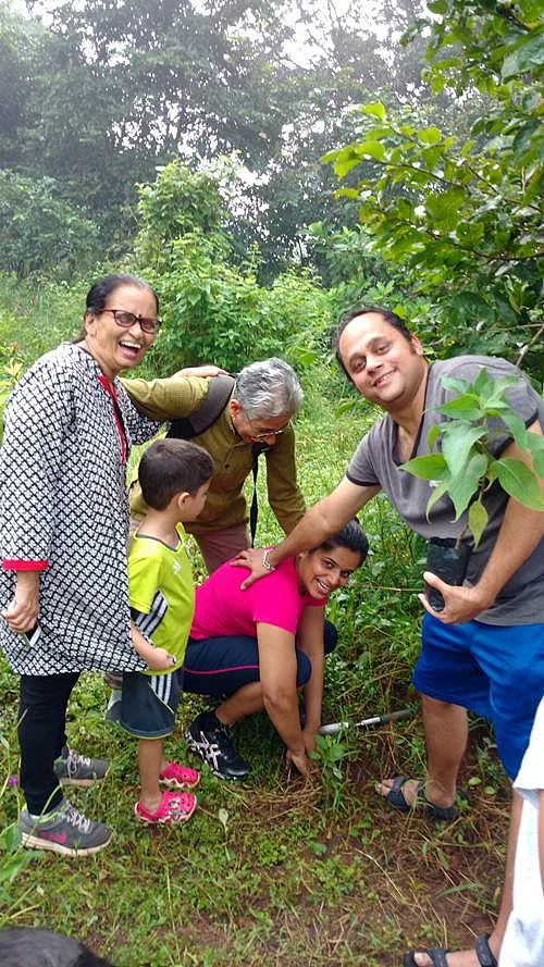 The Athalye family at the Aarey Butterfly Garden
