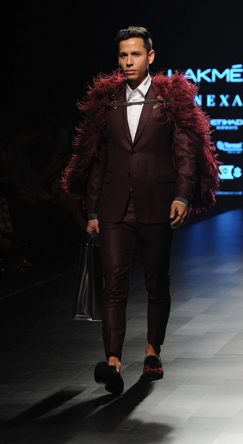 An Indian model showcases creations by designer Falguni Shane Peacock at the Lakmé Fashion Week (LFW) Summer Resort 2018 in Mumbai on February 2, 2018.