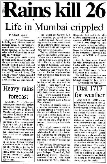On This Day in History: July 12, 2000 – Landslide caused by heavy rains kills 67 people in Mumbai’s Ghatkopar area