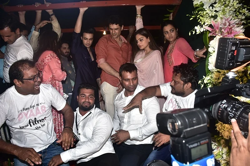 Aayush Sharma, Arpita Khan Sharma, Alvira Agnihotri, Niketan Madhok. Photo by Viral Bhayanl