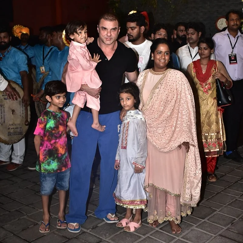 Sohail Khan, Ahil and Arpita Khan Sharma. Photo by Viral Bhayani