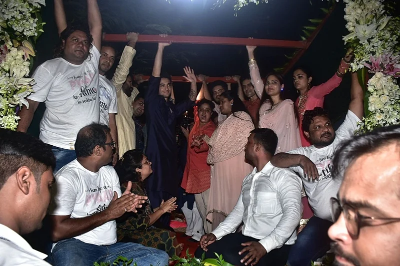 Aayush Sharma, Arpita Khan Sharma, Alvira Agnihotri, Niketan Madhok. Photo by Viral Bhayanl