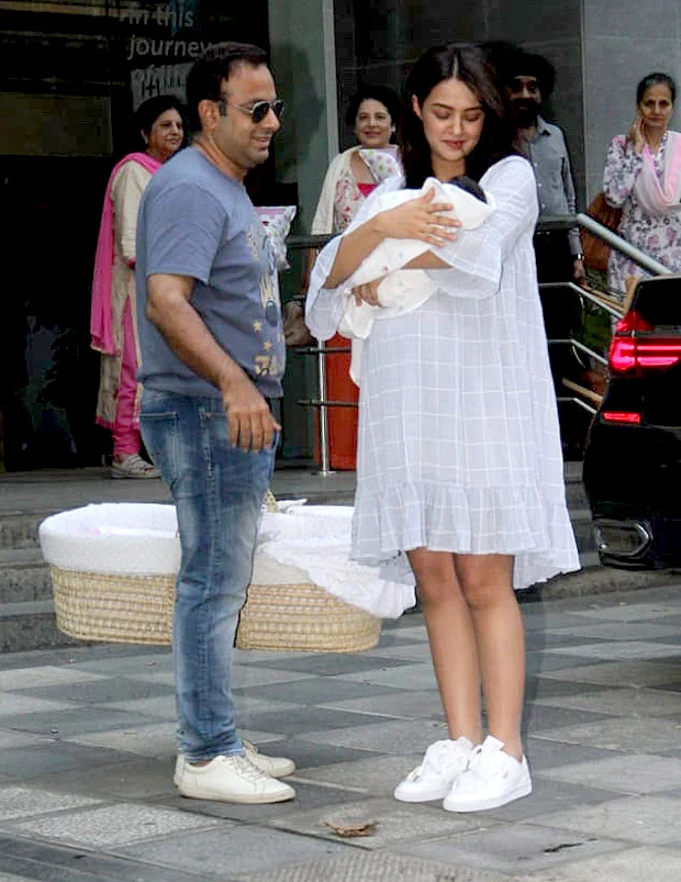 Sacred Games actress Surveen Chawla is all smiles while bringing daughter Eva home