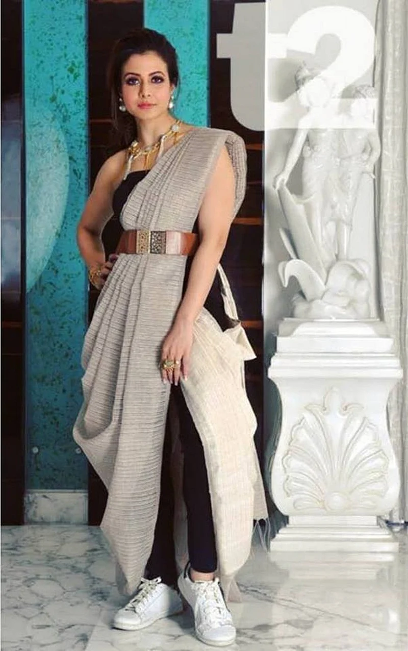 Sari with denims
