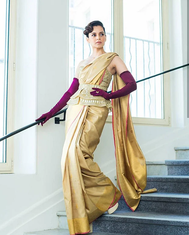 Kangana Ranaut raises brows with a quirky saree and corset at Cannes Film Festival 2019