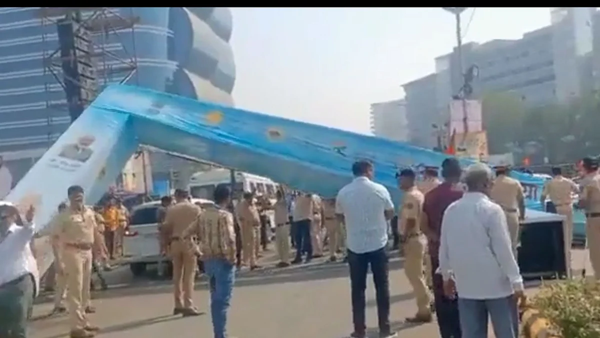 PM Modi in Mumbai : मोदींच्या सभेआधीच अपघात, एक पोलीस कर्मचारी जखमी