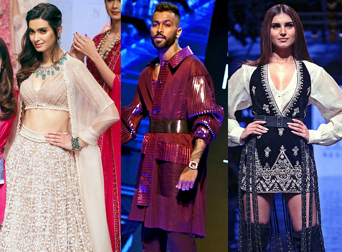 Cricketer Hardik Pandya walked the ramp for designer Amit Aggarwal with Lisa Haydon for his luxury pret collection called 'Flux'.