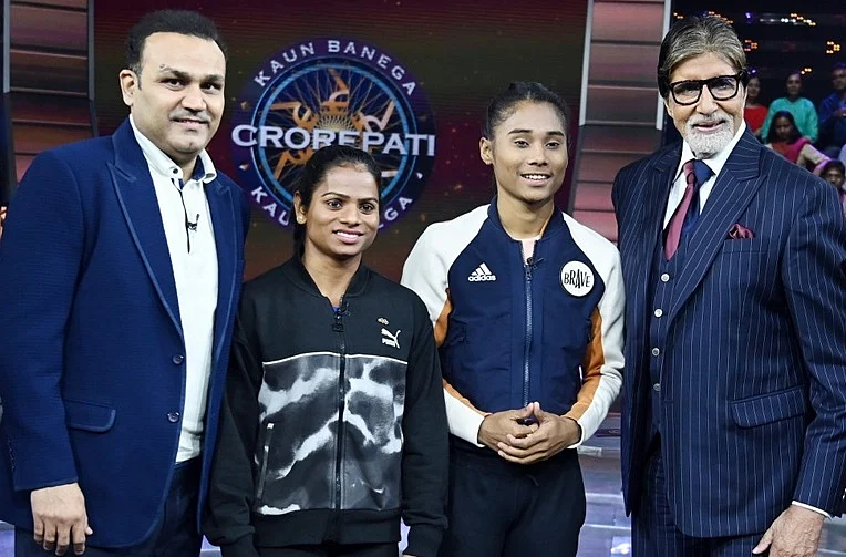 Fit and fine: Amitabh Bachchan shoots for KBC with Dutee Chand, Virender Sehwag, Hima Das...