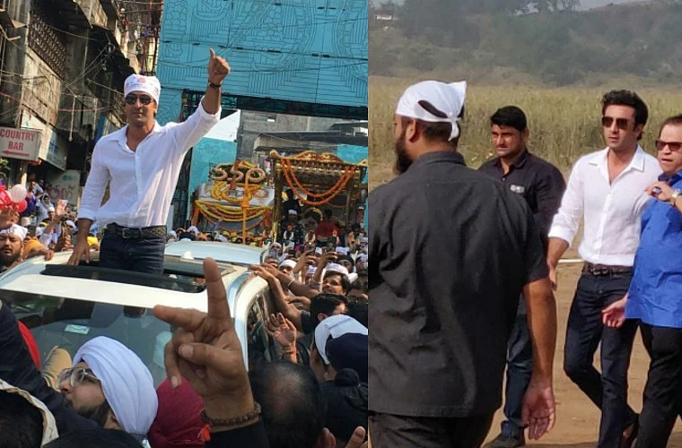 550th Guru Nanak Jayanti: Ranbir Kapoor gets surrounded by a crowd as he visits a Gurudwara in...