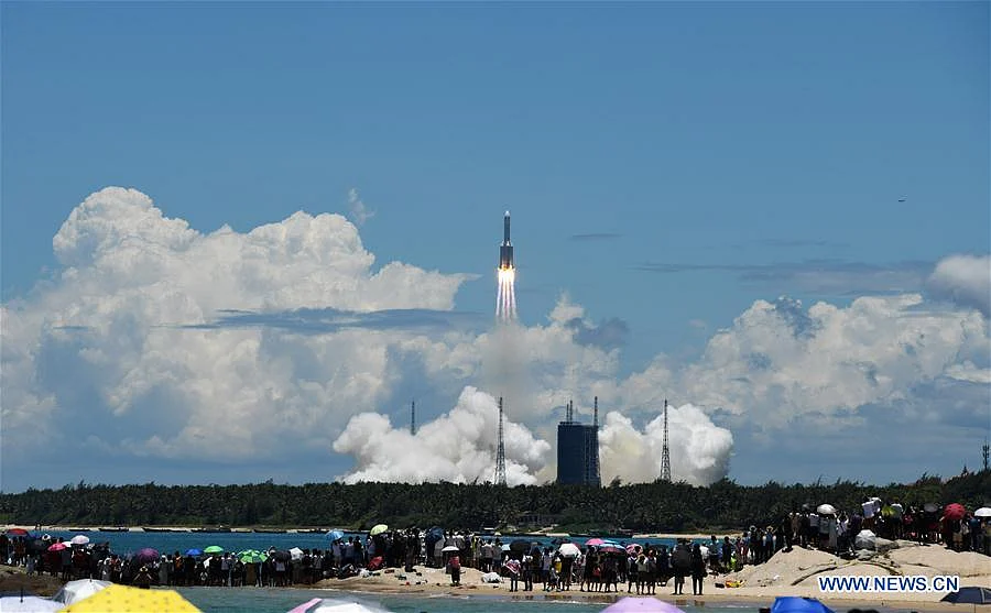 A Mars probe is launched on a Long March-5 rocket from the Wenchang Spacecraft Launch Site in south China's Hainan Province, July 23, 2020