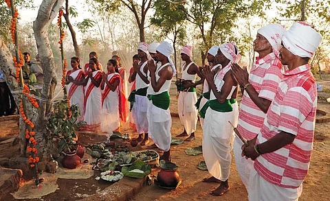 Madhya Pradesh: Sarna, a tribal way to worship nature and seek protection, is on display