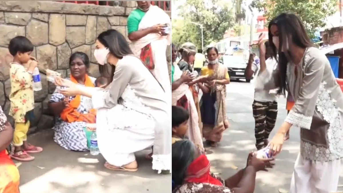 Watch: Sonal Chauhan trolled for distributing biscuits and water to the needy outside Shani temple