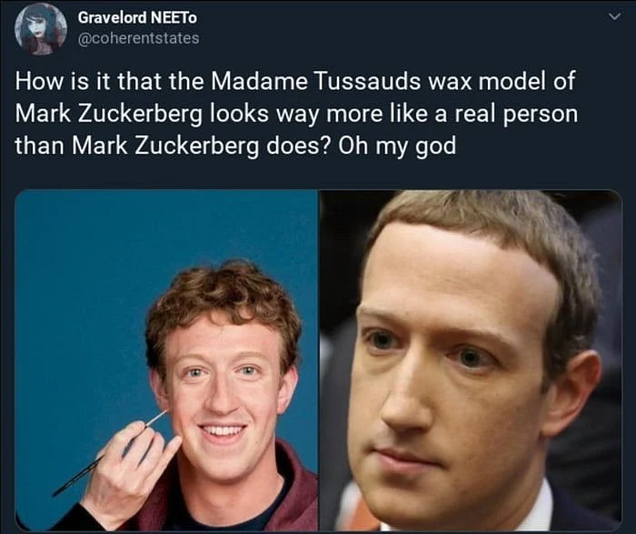 Reference to Mark Zuckerberg being a robot