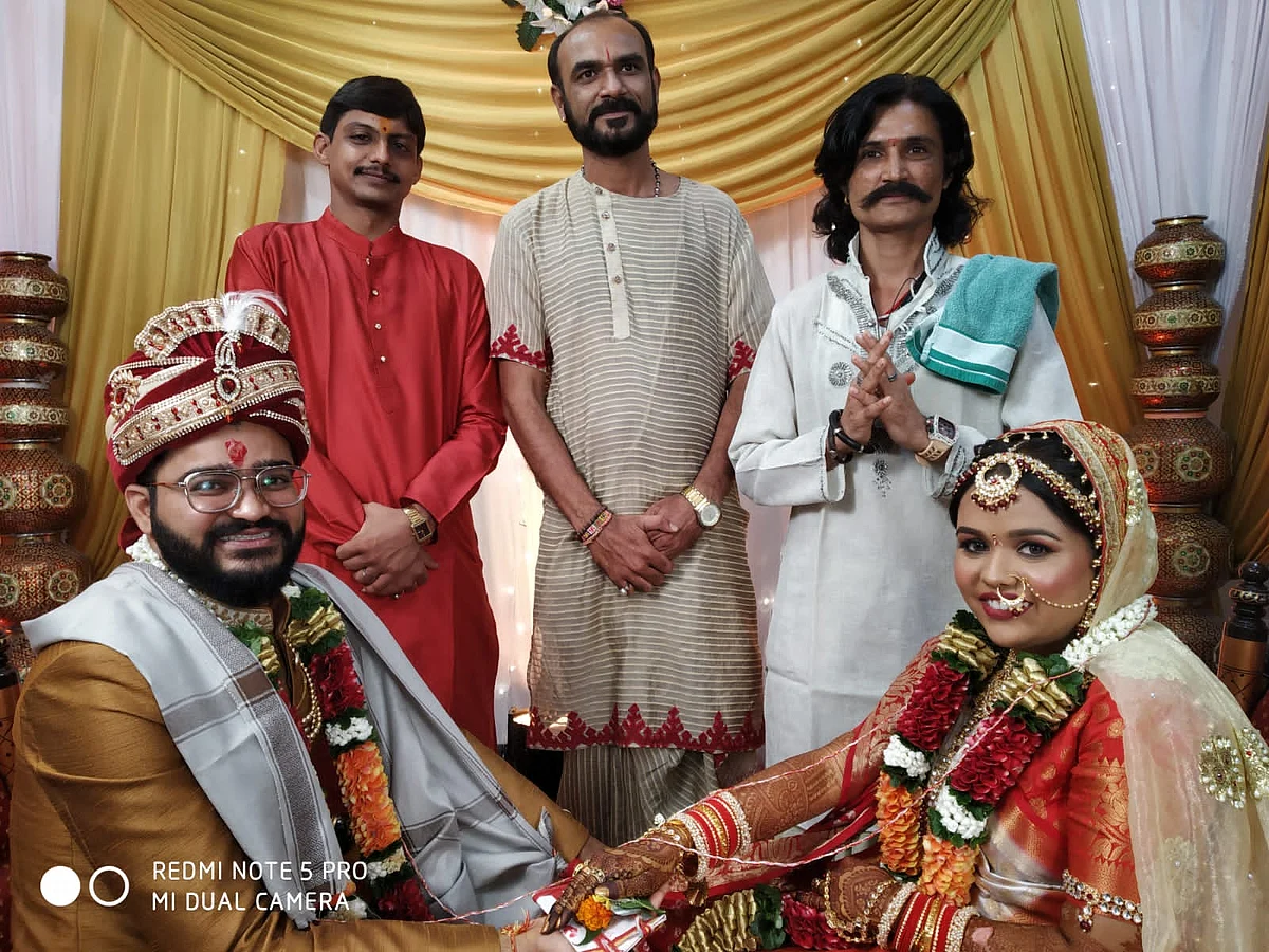 Happily ever after: A couple poses for a picture. All weddings are conducted with Covid protocols in place