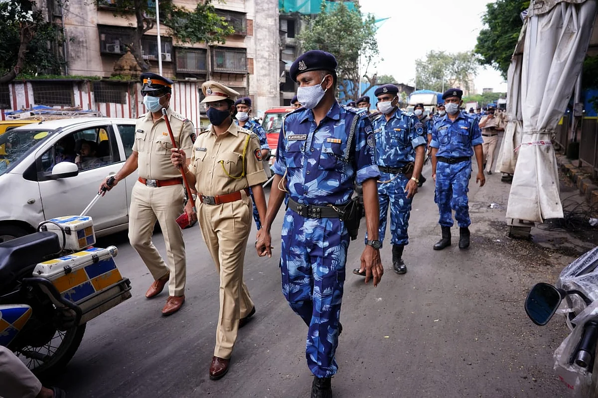 Mumbai police patrolling at Sion Koliwada amidst Ganpati festival