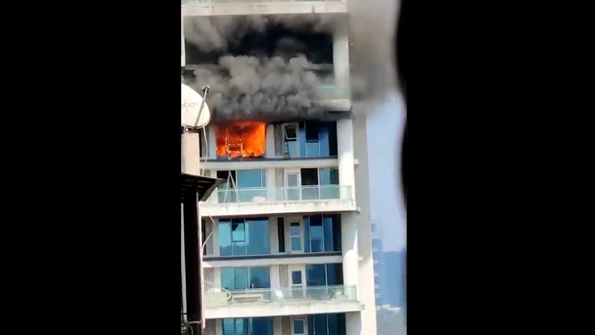 Watch: Video of man falling off high-rise engulfed in fire shocks Twitter; netizens question BMC