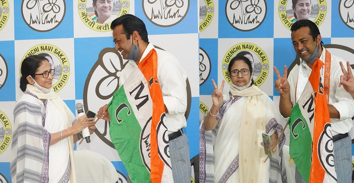 Tennis champion Leander Paes joins TMC in Goa in presence of West Bengal CM Mamata Banerjee